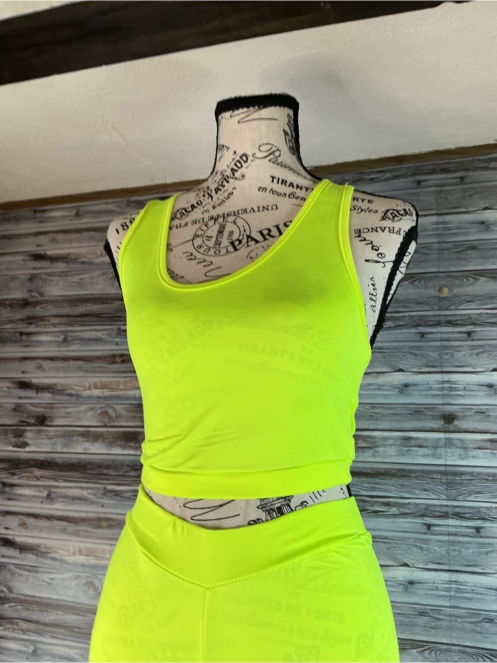 ⭐ Neon Yellow Racerback Biker Short Set Two Piece Lounge Outfit - Thumbnail 2