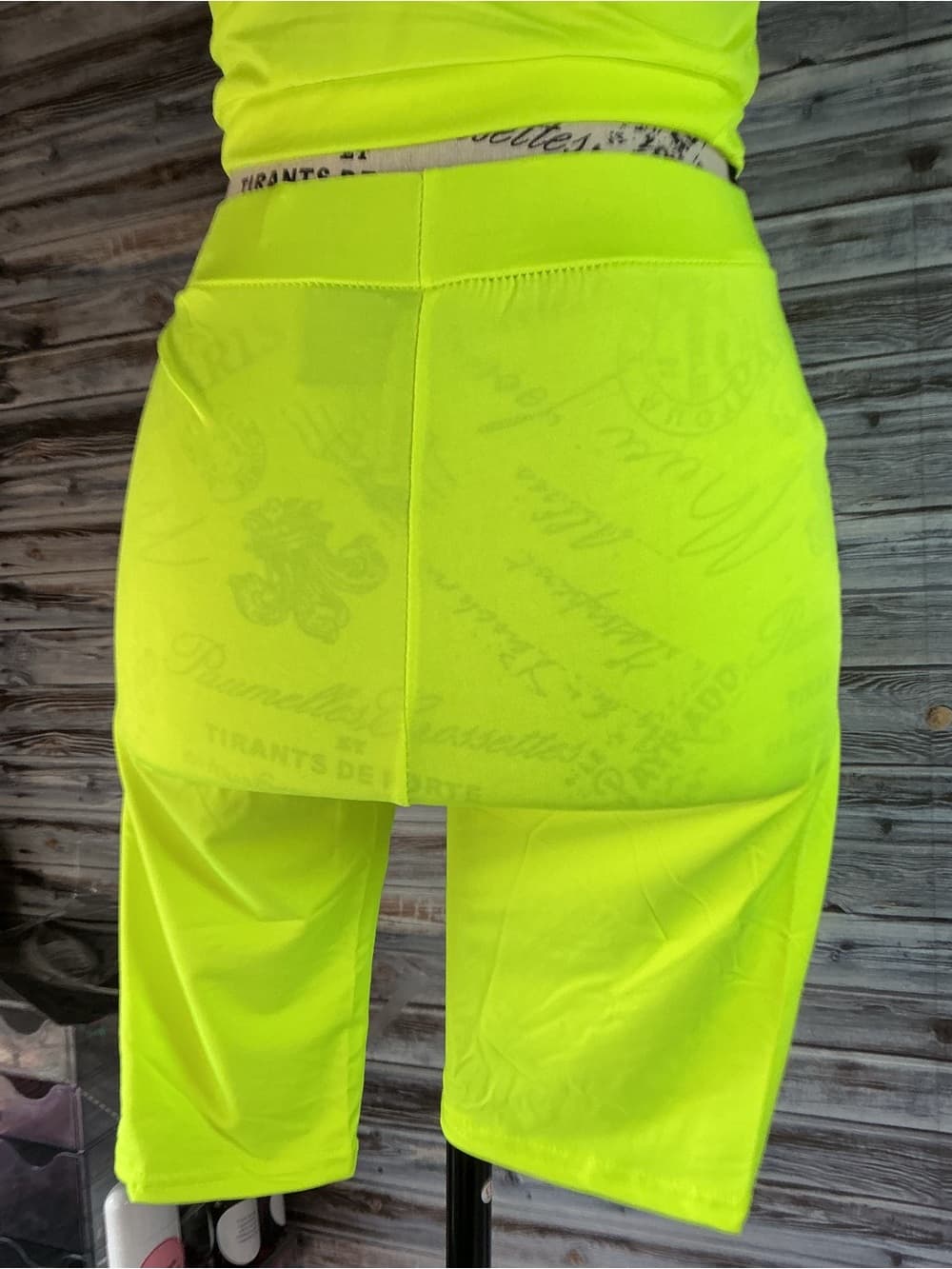 ⭐ Neon Yellow Racerback Biker Short Set Two Piece Lounge Outfit - Thumbnail 5