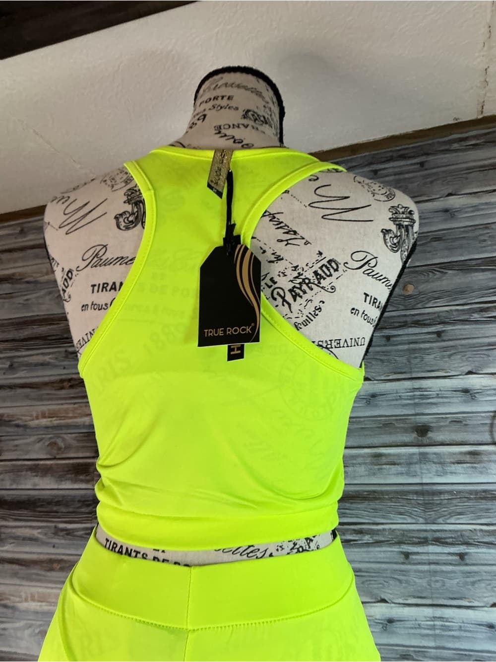 ⭐ Neon Yellow Racerback Biker Short Set Two Piece Lounge Outfit - Thumbnail 4