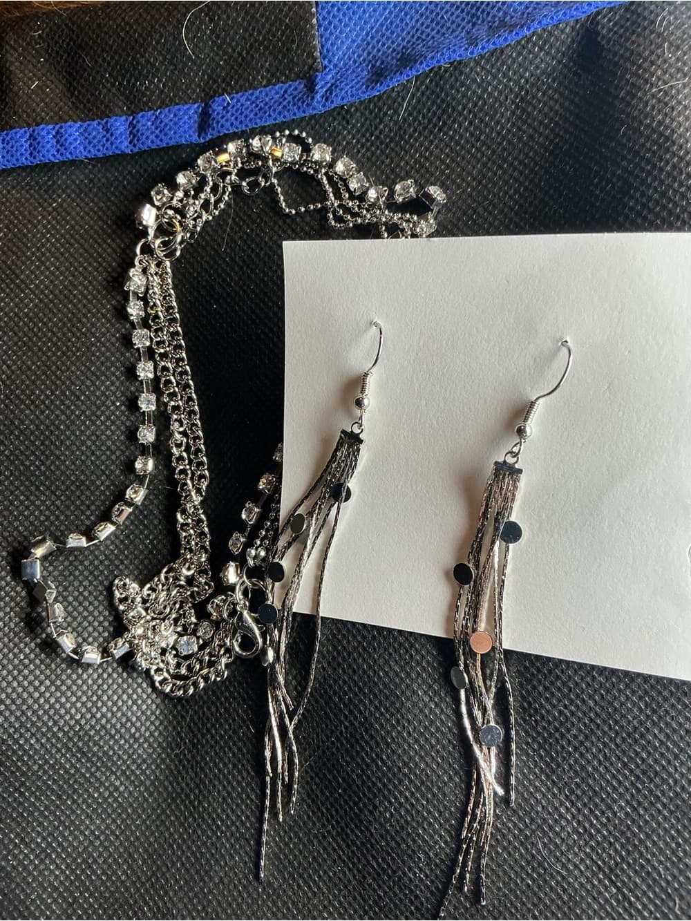 ★ Silver Fringe Dangle Earrings Disco Sequin Statement Glam