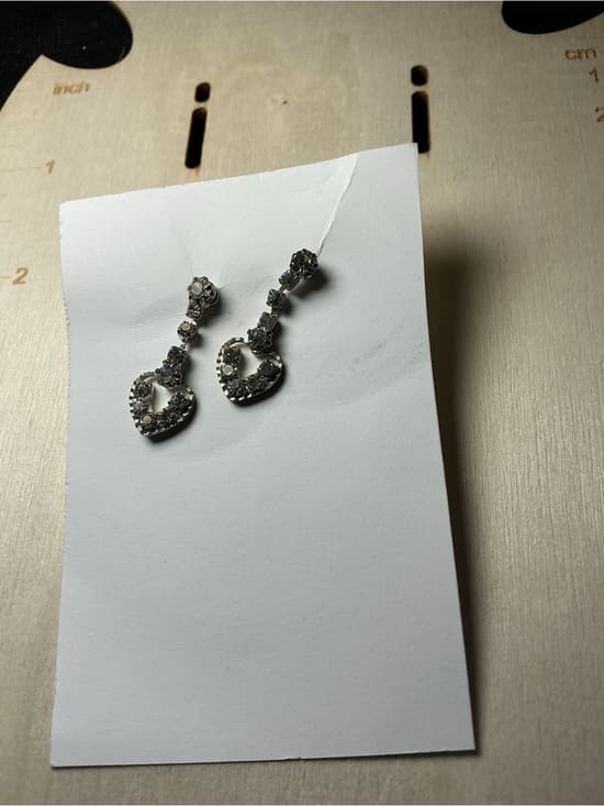⭐ Vintage Style Rhinestone Heart Drop Earrings Silver Tone Glam - Thumbnail 6