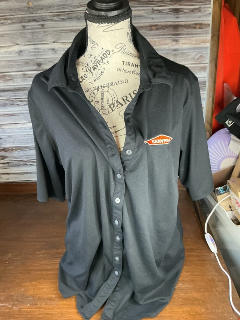 ★ SERVPRO Black Button Front Shirt Women 2XL Workwear Uniform Top