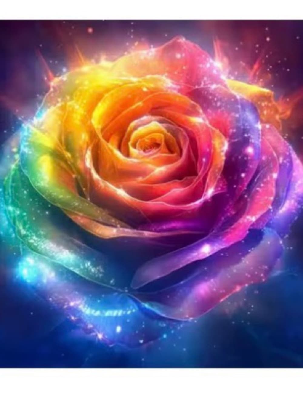 ★ Rainbow Galaxy Rose Diamond Painting Kit Sparkling Floral Wall Art - Thumbnail 7