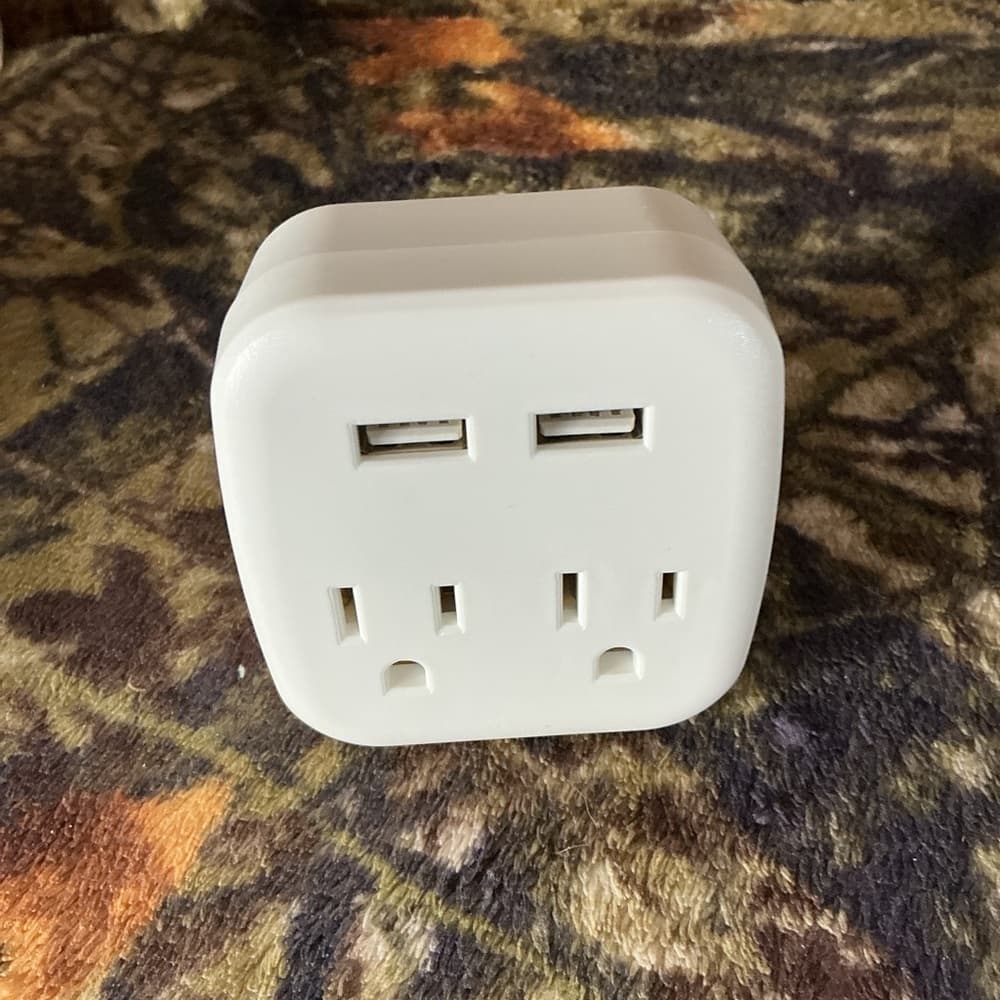 ★ Dual AC Outlet USB Charger Wall Adapter 2 USB Ports Home Office Travel - Thumbnail 2