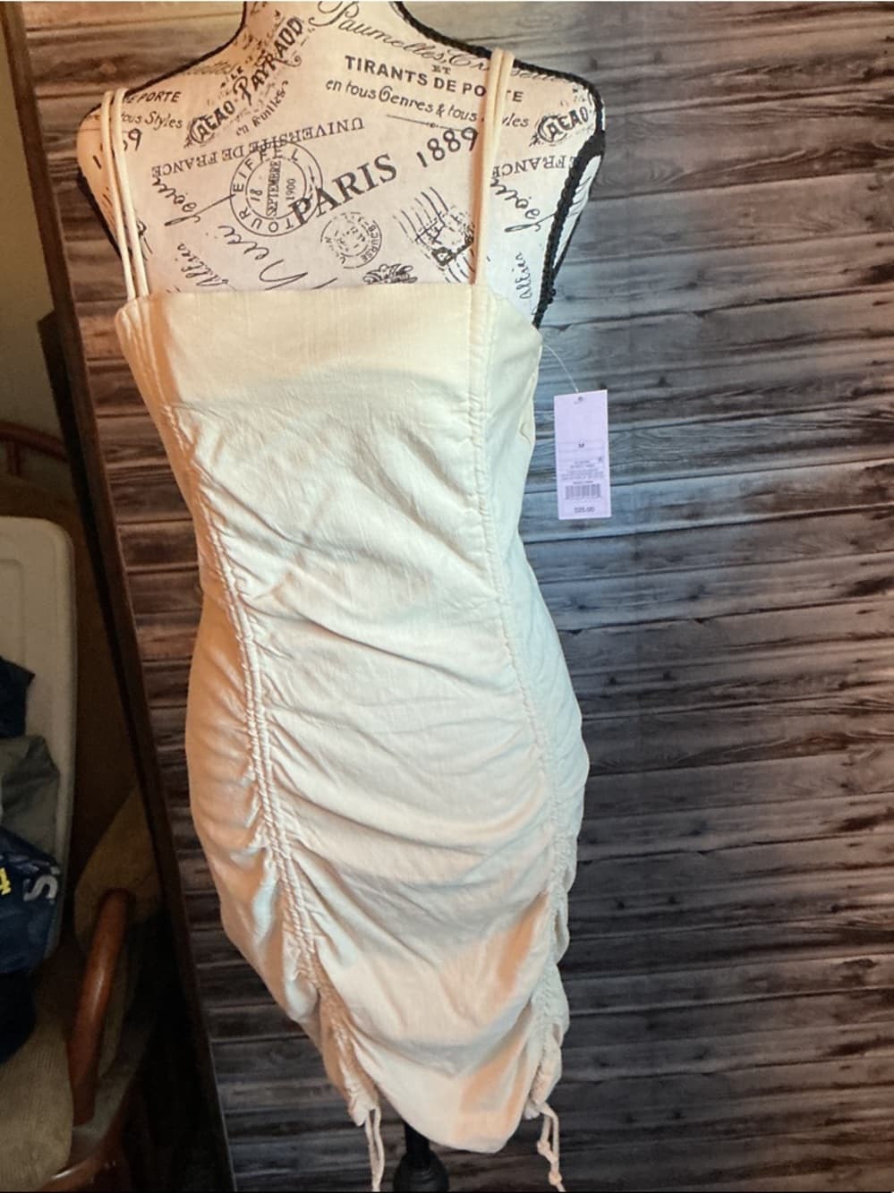 ★ NWT Ruched Bodycon Midi Dress Adjustable Drawstring Side Slit - Thumbnail 3