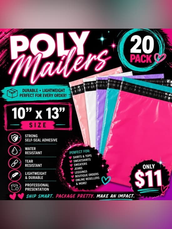 ★ 20 Pack 10x13 Poly Mailers Shipping Bags Boutique Reseller Supplies - Thumbnail 2