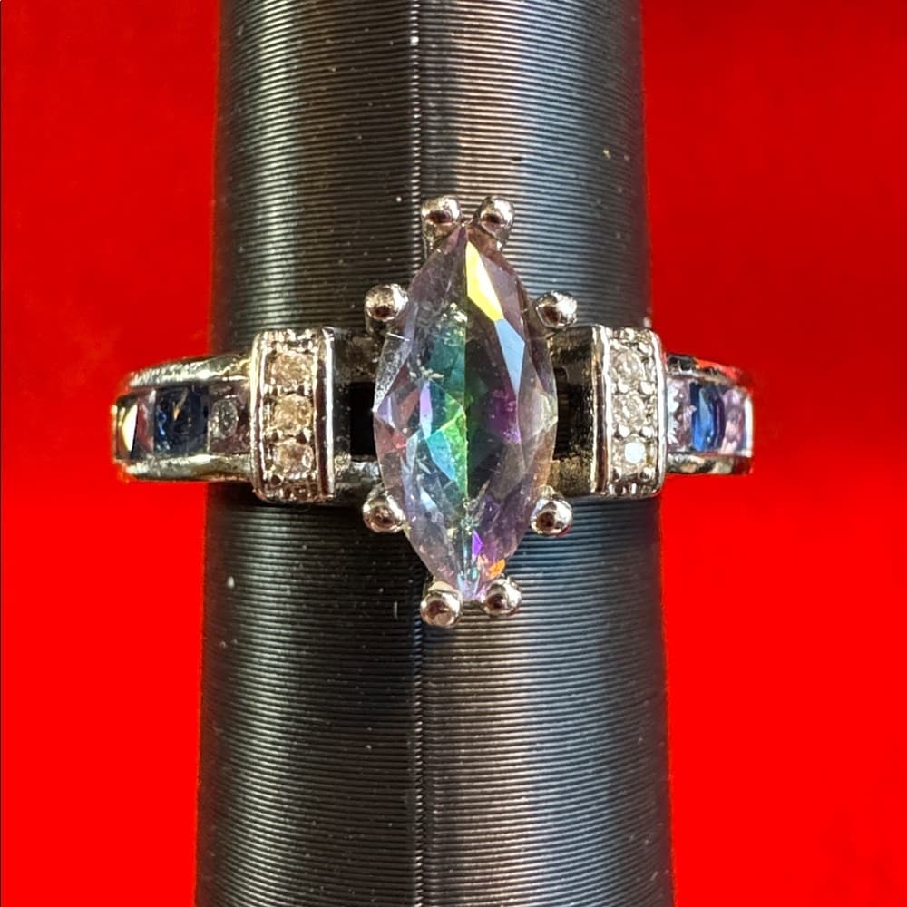 Elegant Silver and Multicolor Gemstone Ring - Thumbnail 6