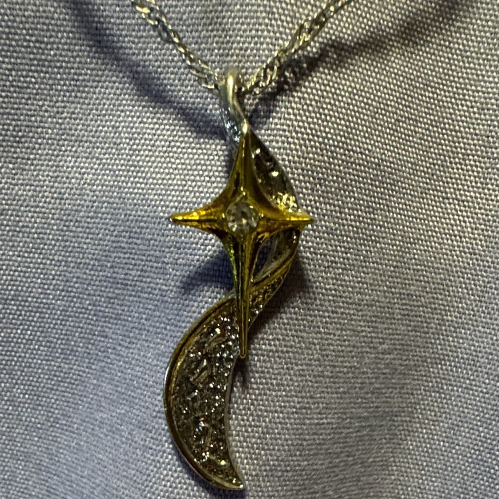Gold and Silver Star Pendant Necklace - Thumbnail 5