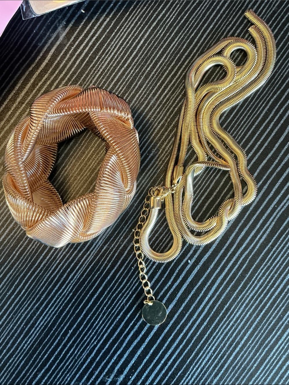 ★ Gold Snake Chain Necklace & Braided Bracelet Set Glam Chic