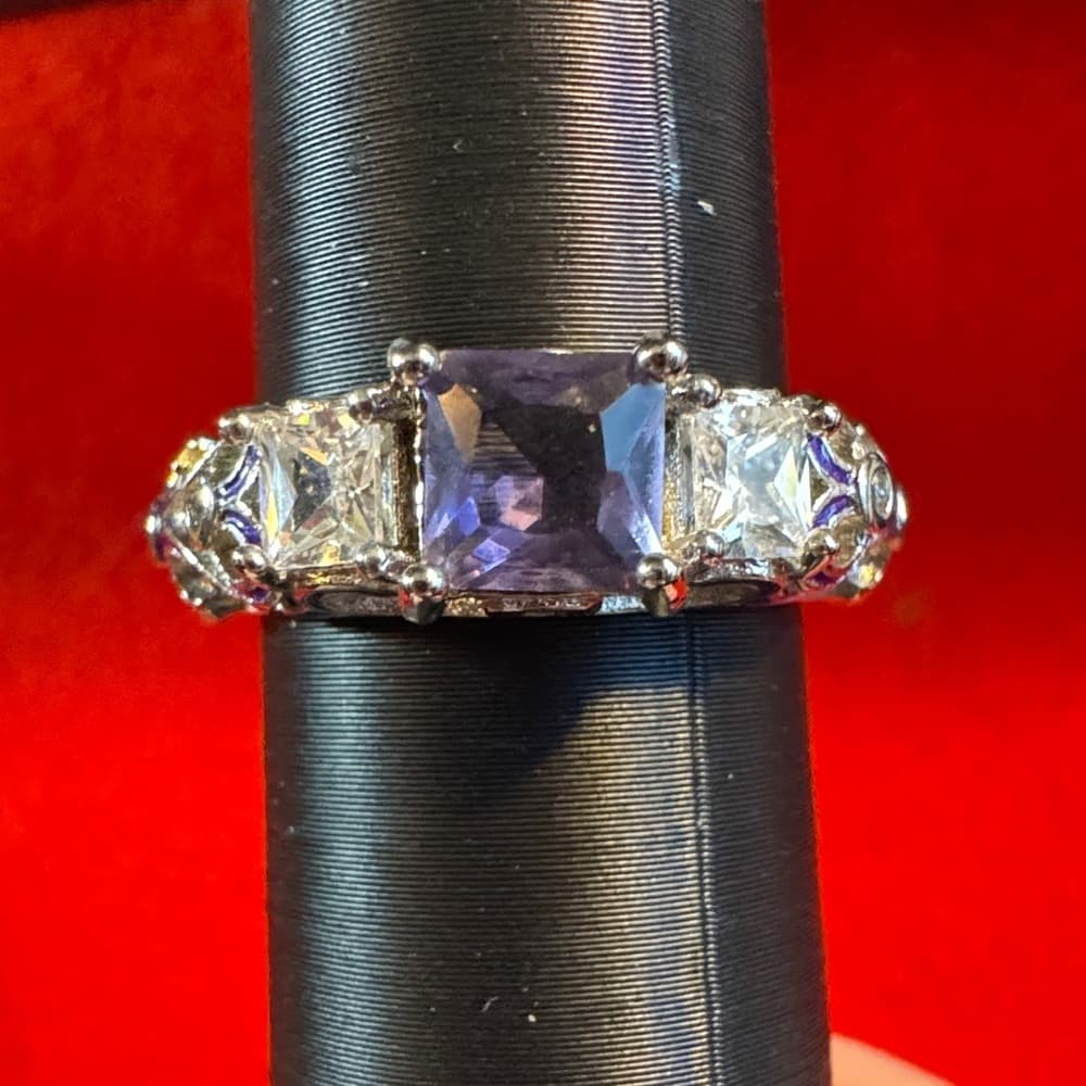 Elegant Purple and Silver Women's Ring - Thumbnail 4
