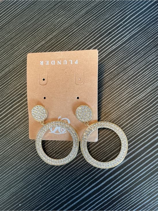★ Gold Rhinestone Circle Drop Earrings Glam Sparkle Statement Jewelry - Thumbnail 4