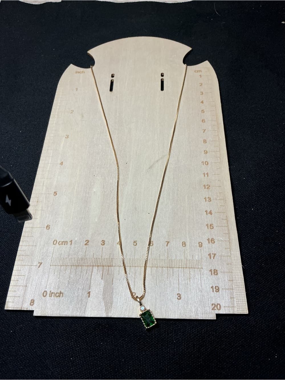 ⭐ Emerald Green Crystal Pendant Necklace Gold Tone Dainty Chain - Thumbnail 6