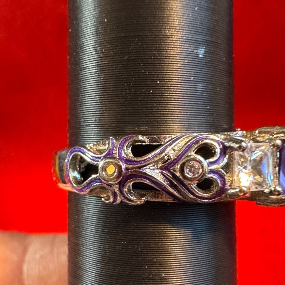 Elegant Purple and Silver Women's Ring - Thumbnail 2