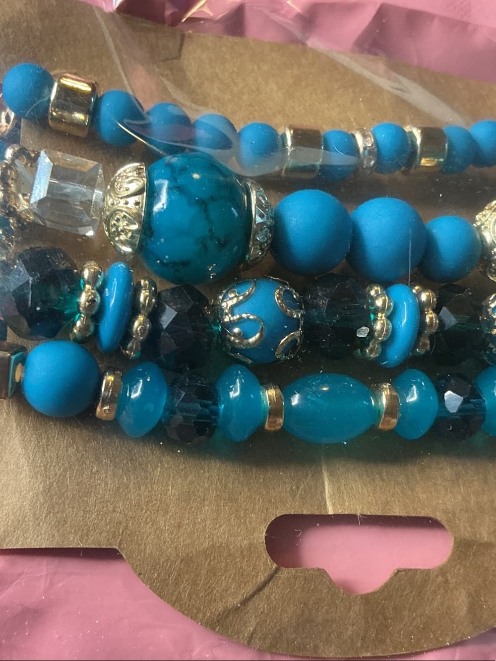 ★ Turquoise Blue Beaded Layered Boho Bracelet Set