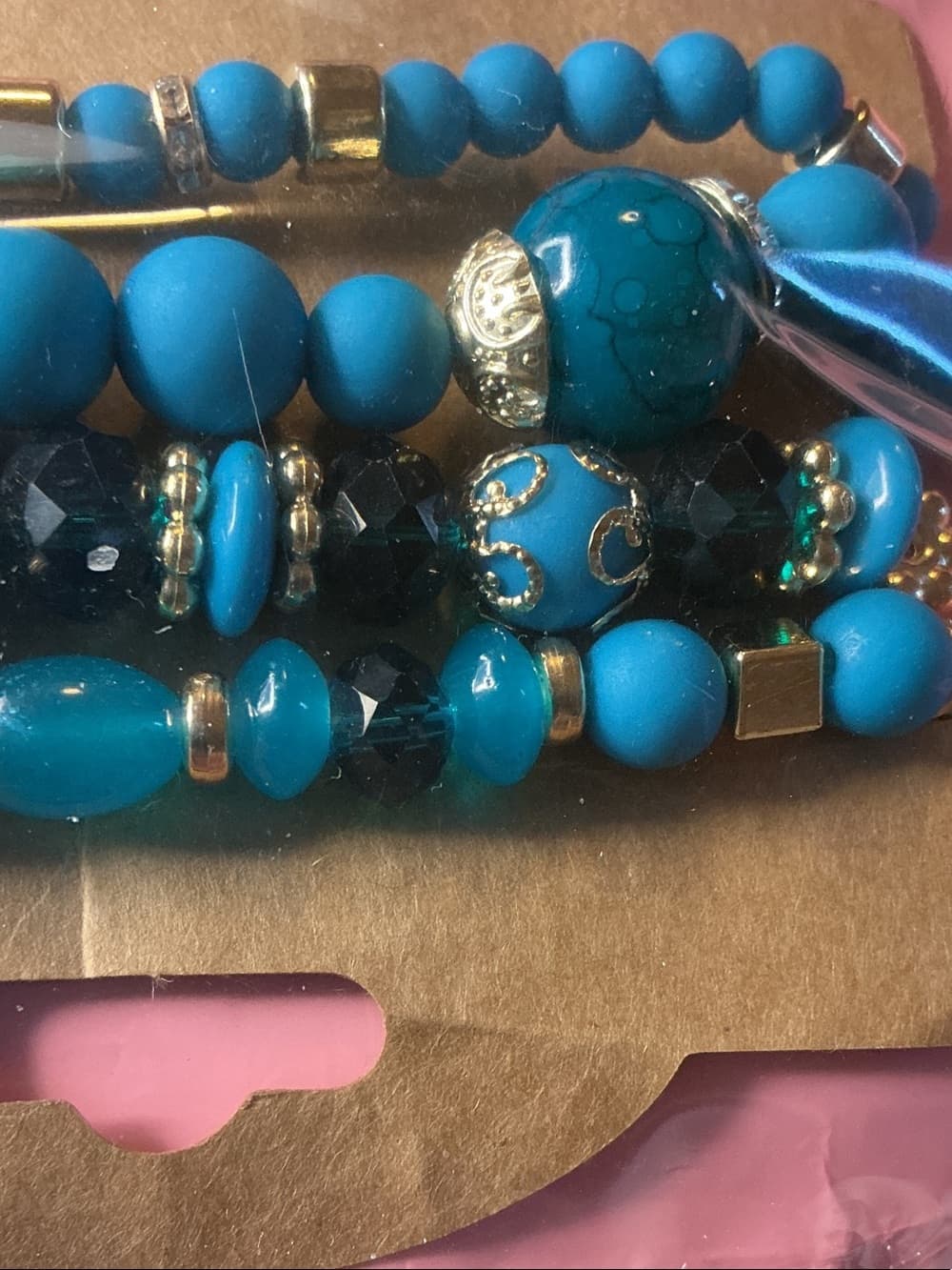 ★ Turquoise Blue Beaded Layered Boho Bracelet Set - Thumbnail 2