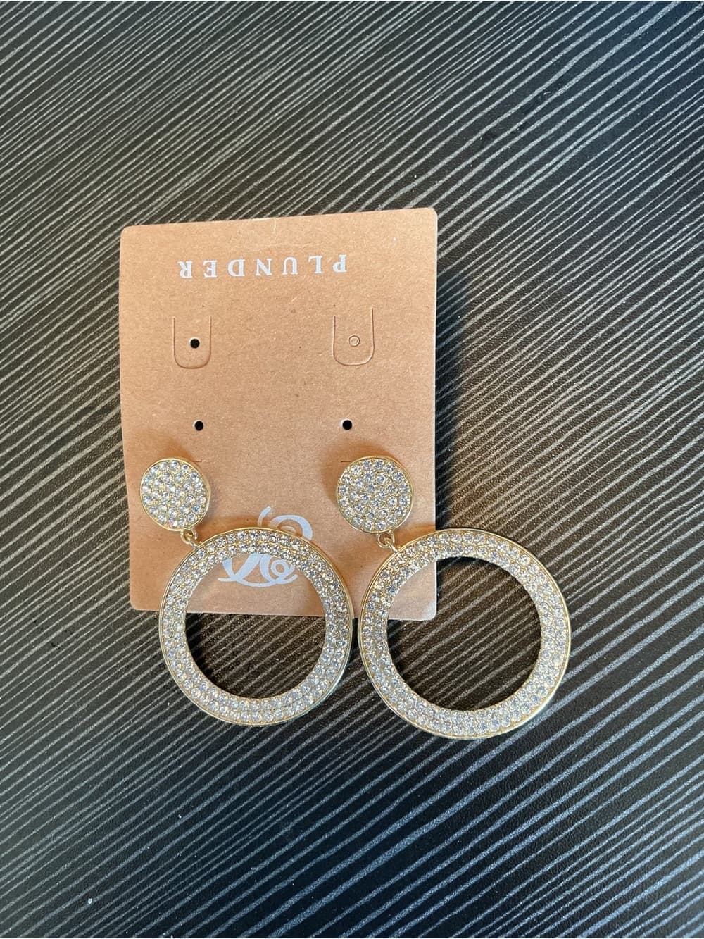 ★ Gold Rhinestone Circle Drop Earrings Glam Sparkle Statement Jewelry