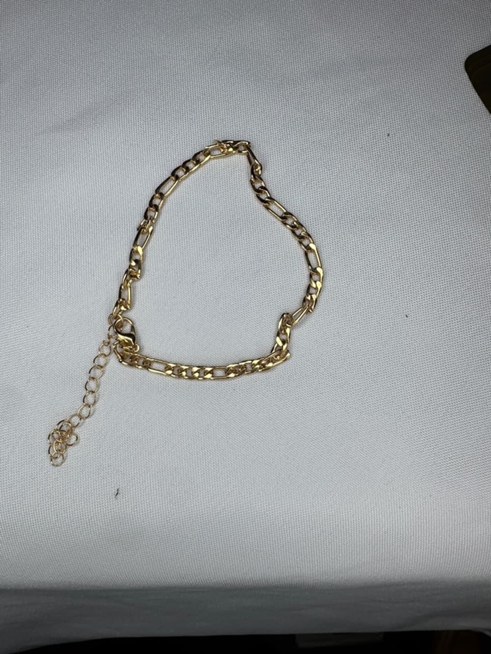 Gold Tone Figaro Chain Bracelet w/ Extender Chunky Link - Thumbnail 4