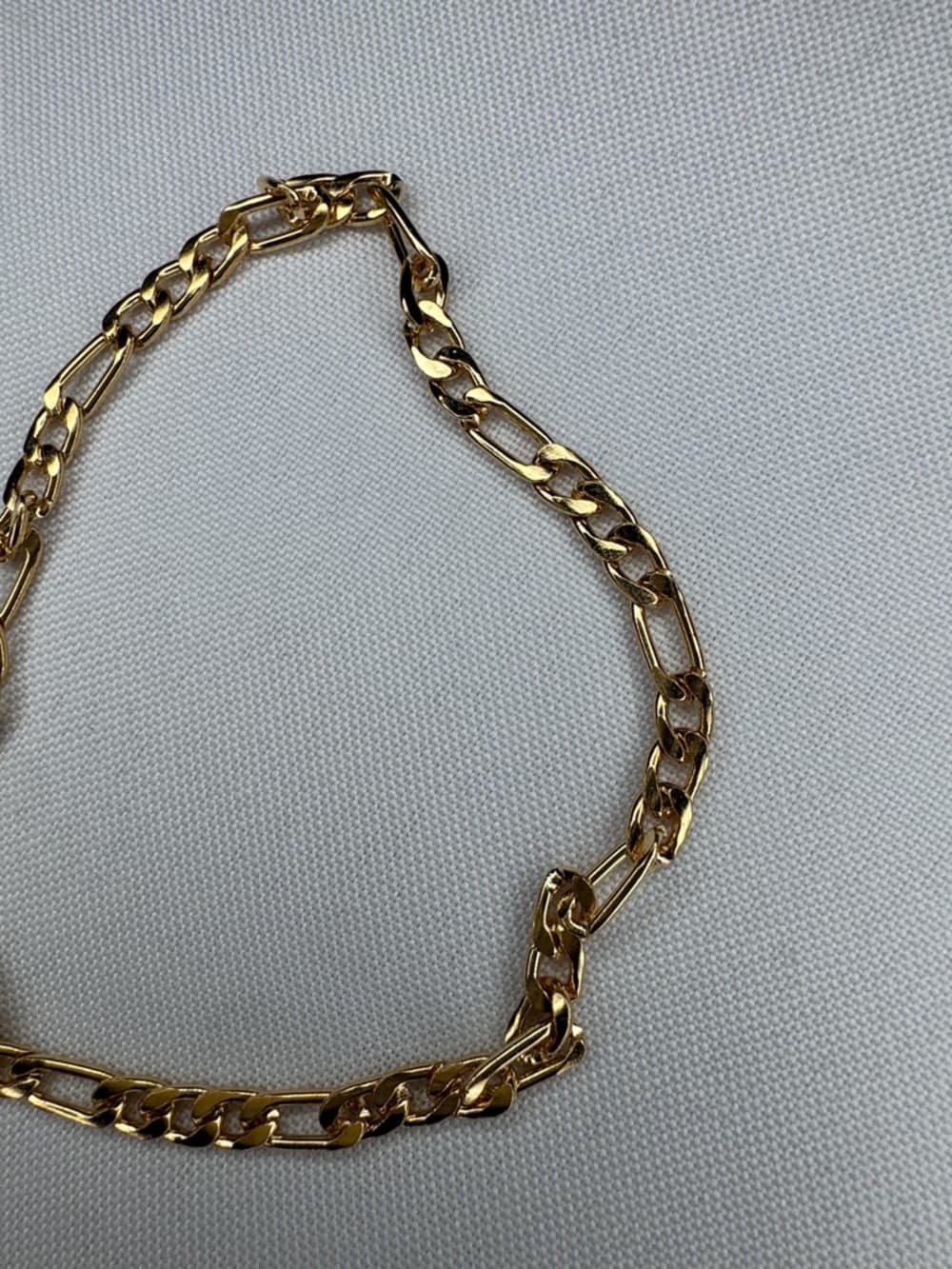 Gold Tone Figaro Chain Bracelet w/ Extender Chunky Link - Thumbnail 2