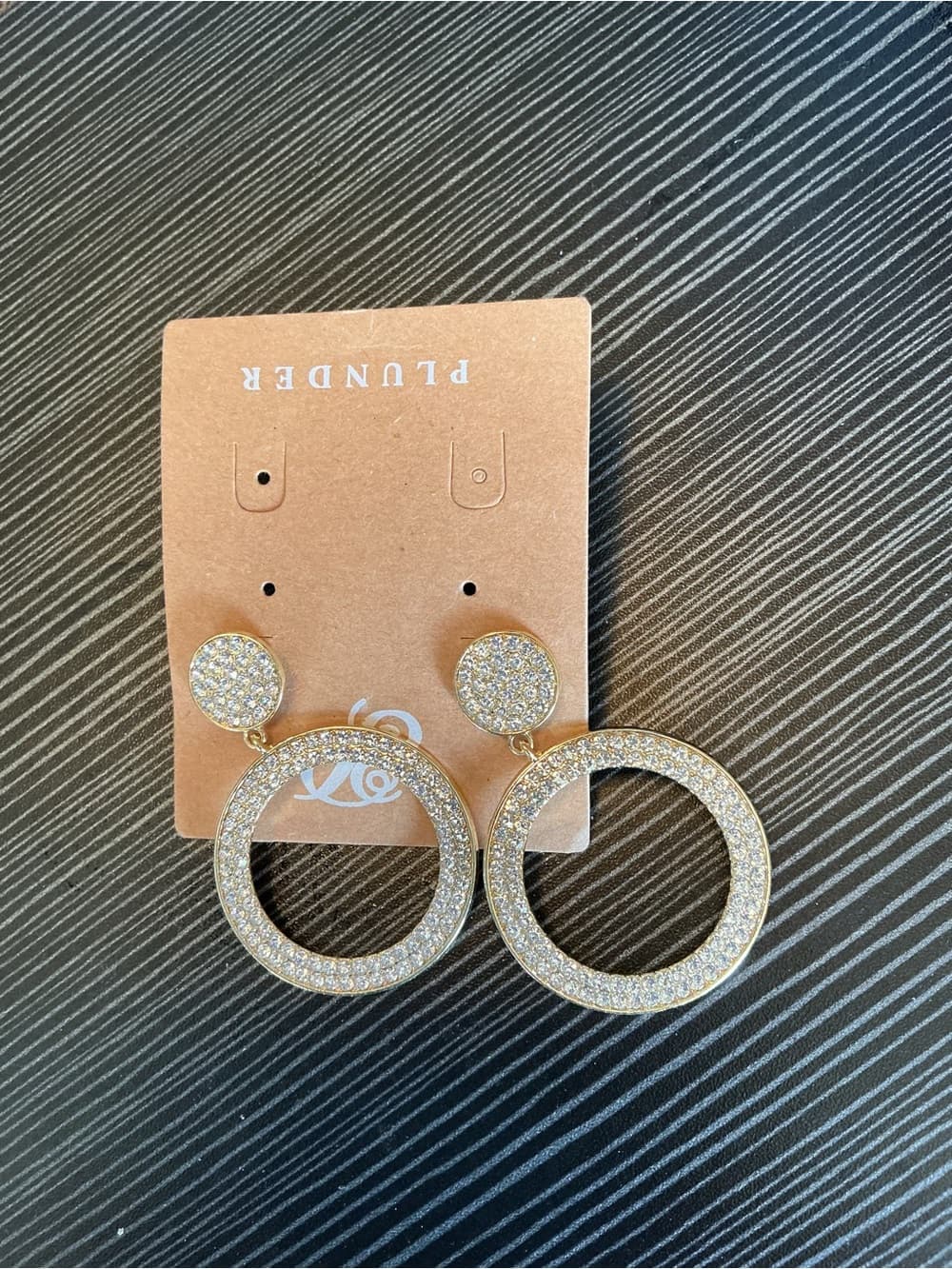★ Gold Rhinestone Circle Drop Earrings Glam Sparkle Statement Jewelry - Thumbnail 3