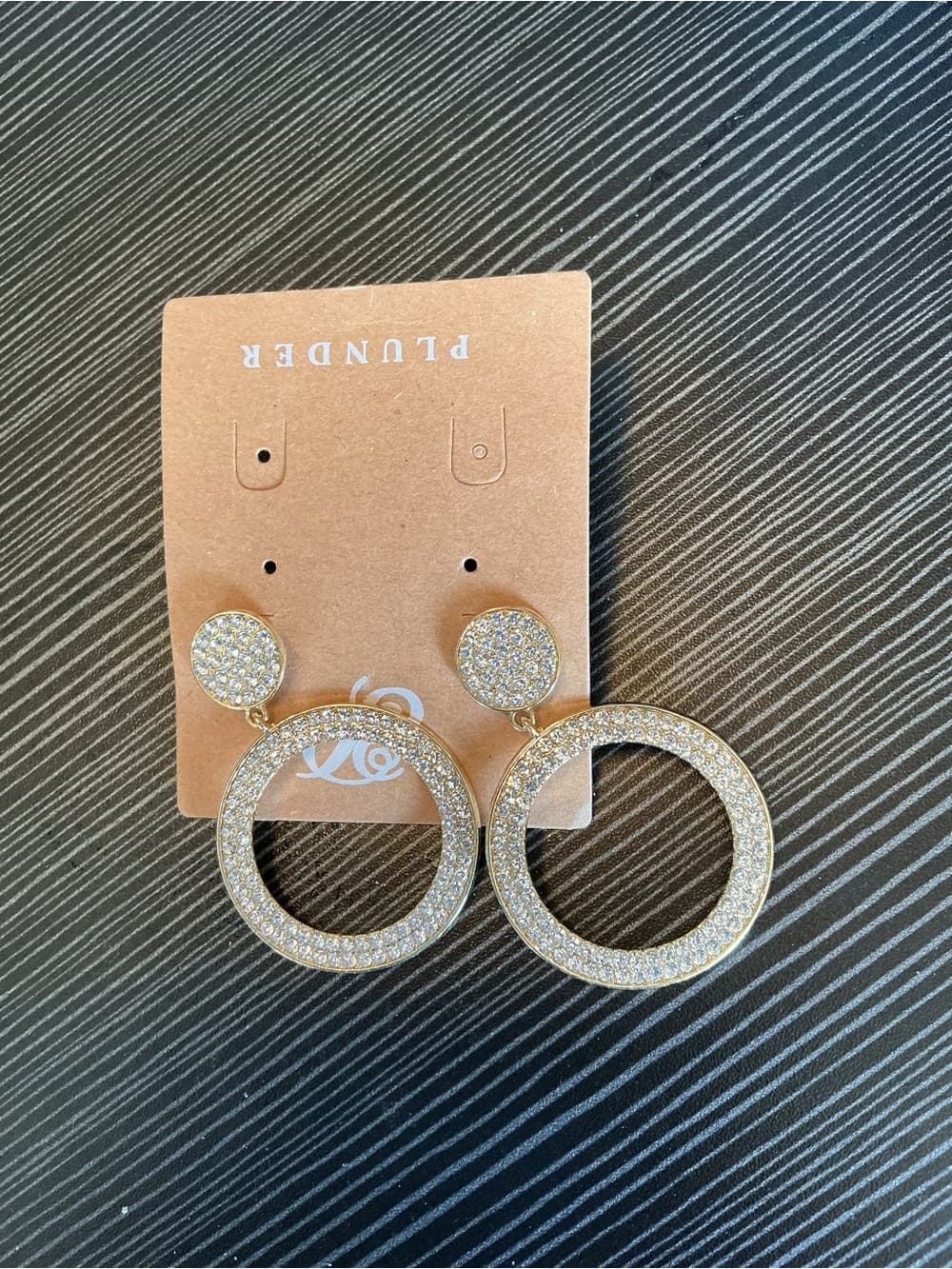 ★ Gold Rhinestone Circle Drop Earrings Glam Sparkle Statement Jewelry - Thumbnail 2