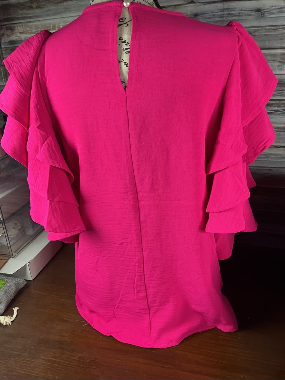 ⭐ Pink Ruffle Sleeve Blouse Flowy Lightweight Casual Chic Top