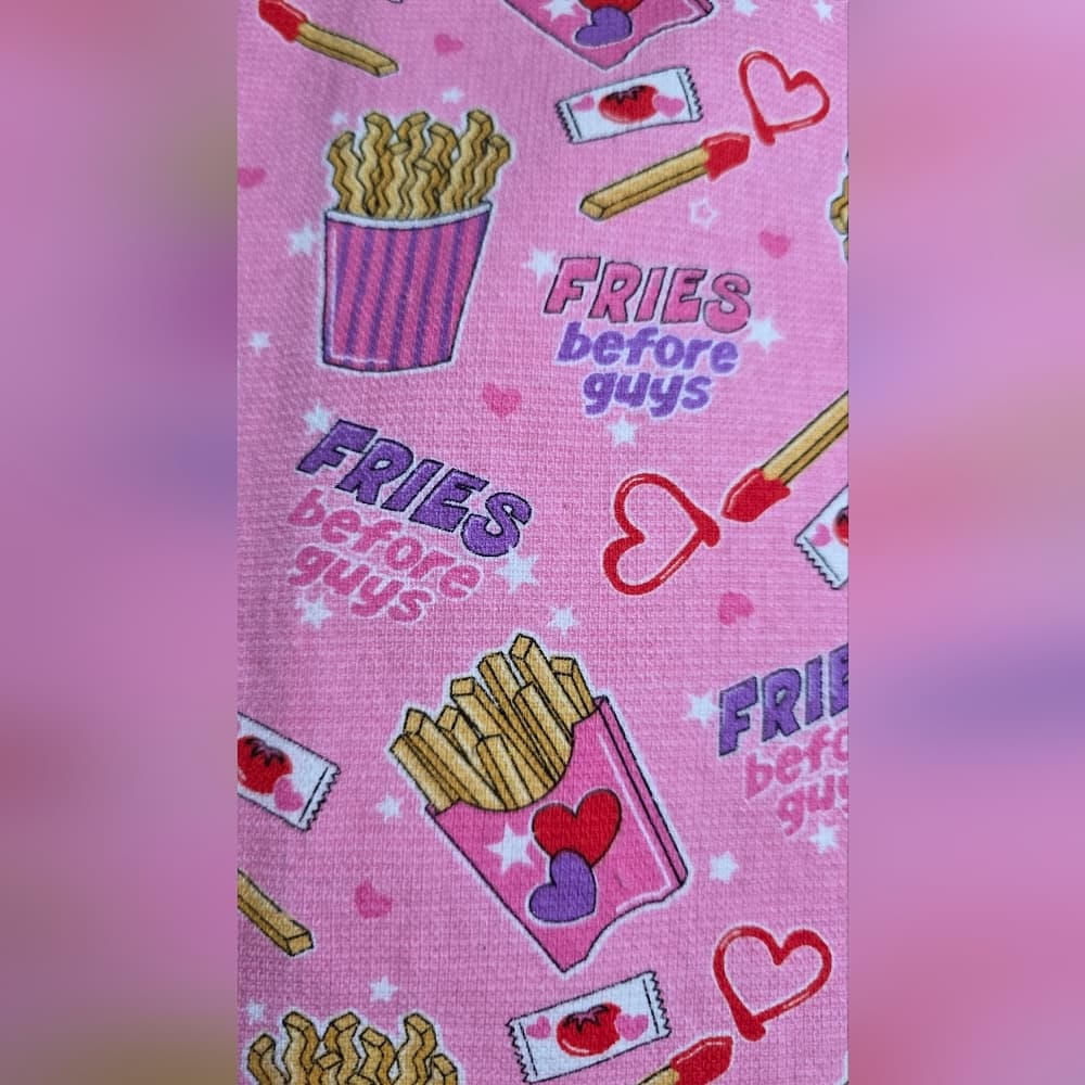 Fries Before Guys Kitchen Towel Pink Reversible Terry Cloth Funny Cute Gift NWT - Thumbnail 2