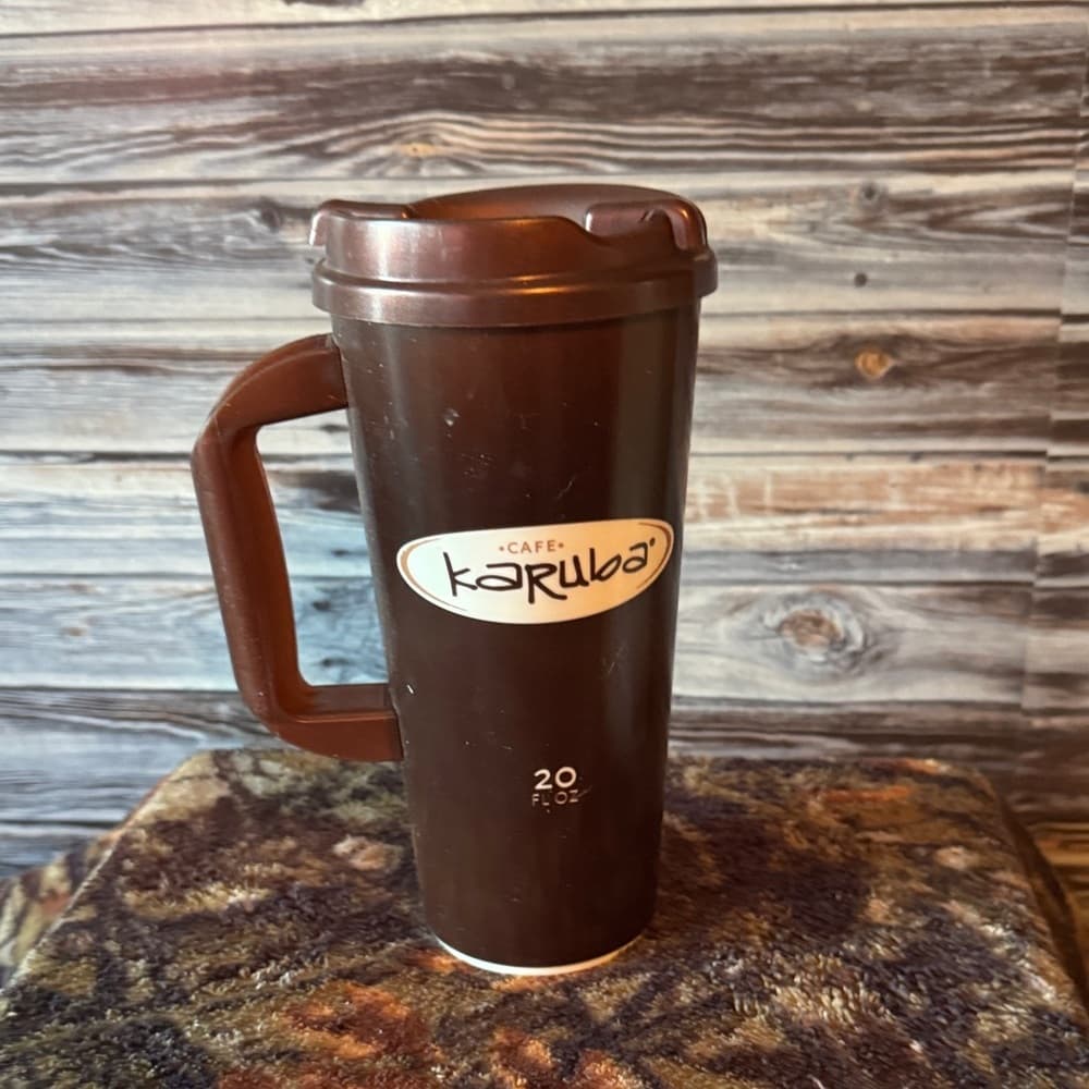 ★ Karuba 20oz Brown Travel Coffee Mug With Handle & Lid - Thumbnail 5