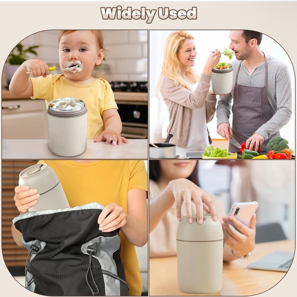 ★ Insulated Food Jar w Spoon Leakproof Stainless Steel Lunch Container - Thumbnail 8
