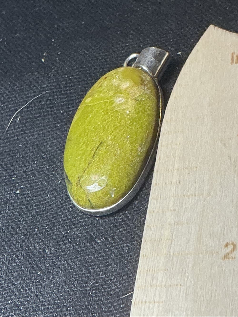 ⭐ Green Oval Stone Pendant Silver Tone Boho Earthy Minimalist Charm - Thumbnail 4