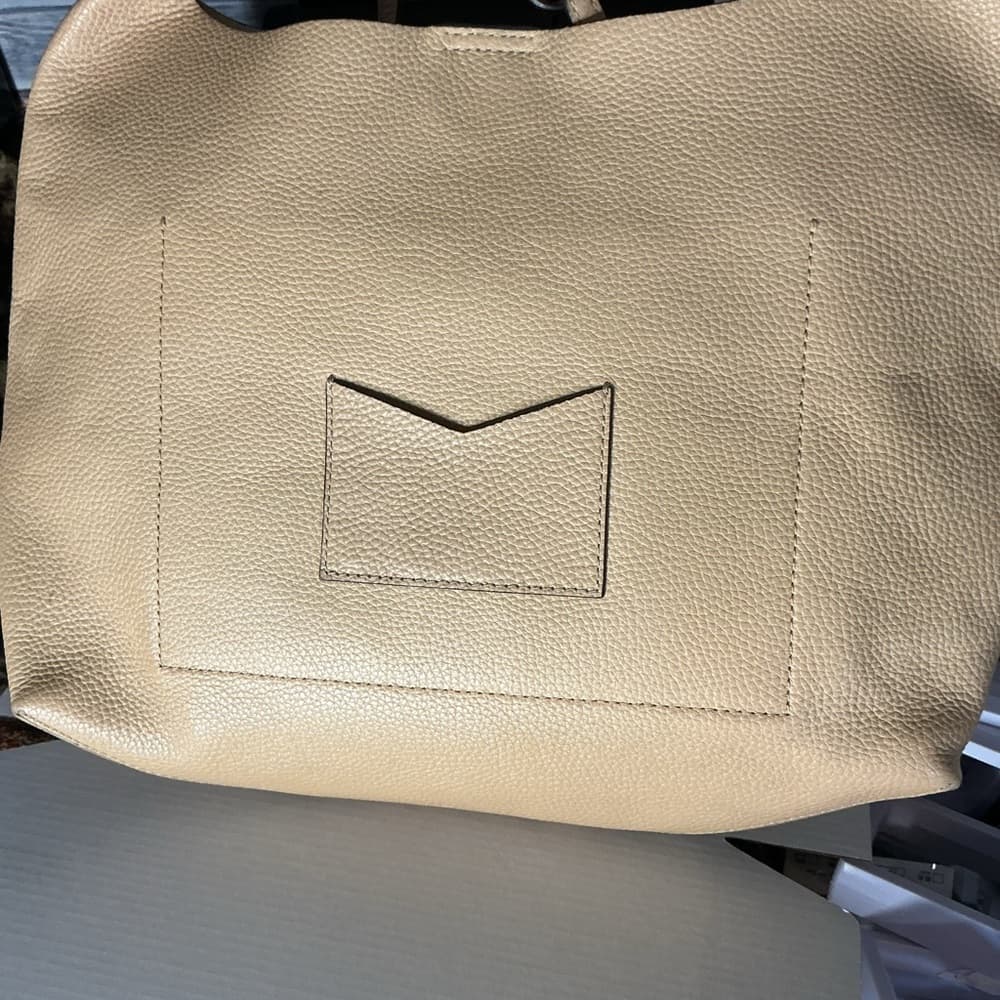 ⭐ Michael Kors Cream Pebbled Leather Tote Shoulder Bag Large Carryall - Thumbnail 3