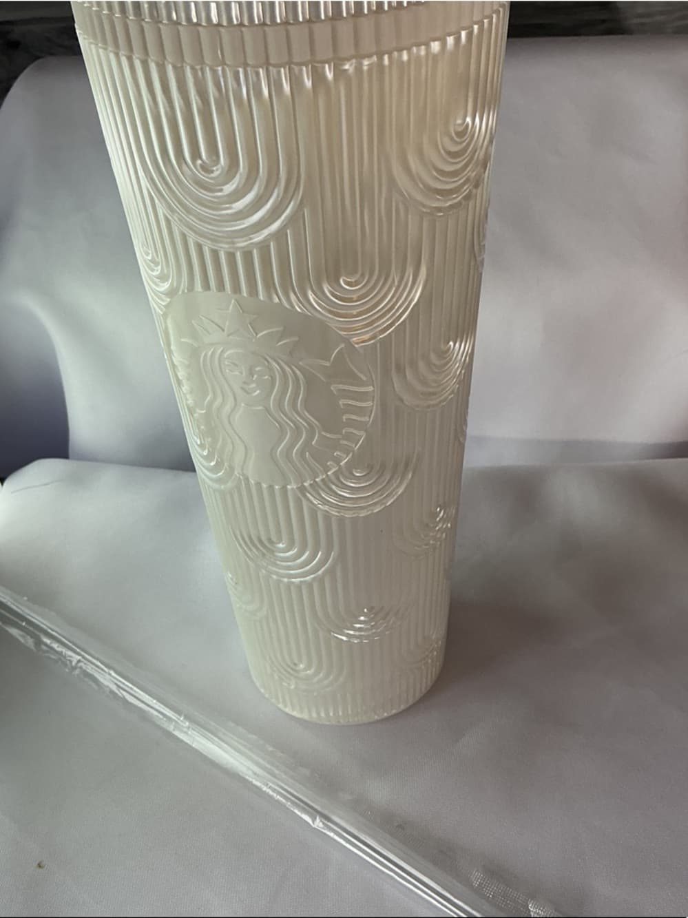 ★ Starbucks White Textured Siren Cold Cup Tumbler With Lid 24oz - Thumbnail 4