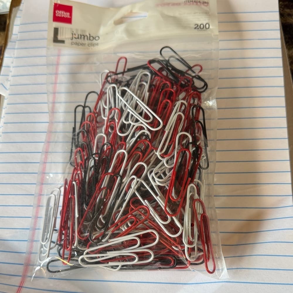 ★ Jumbo Colored Paper Clips 200 Count Office School Organization Set