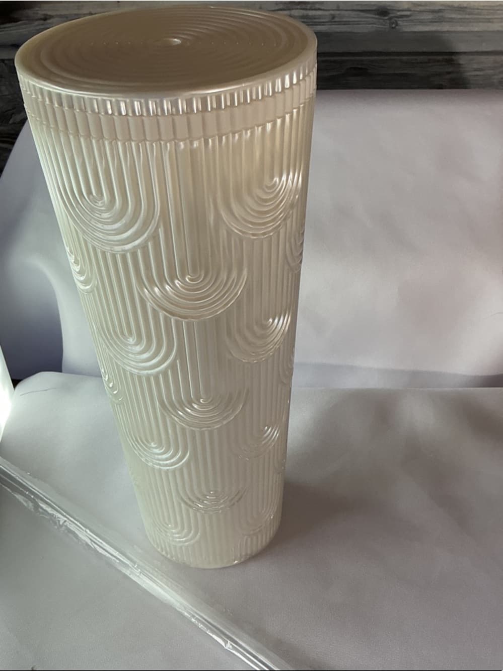 ★ Starbucks White Textured Siren Cold Cup Tumbler With Lid 24oz - Thumbnail 3
