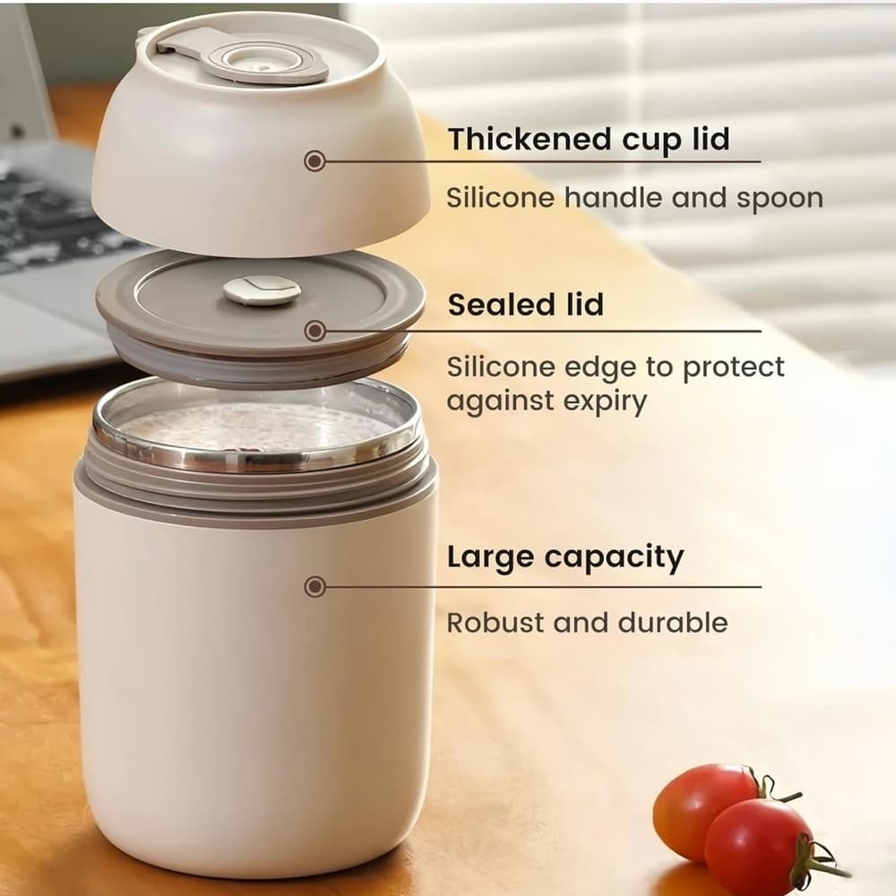 ★ Insulated Food Jar w Spoon Leakproof Stainless Steel Lunch Container - Thumbnail 4