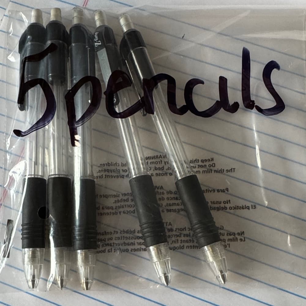 Set of 5 Black Grip Mechanical Pencils