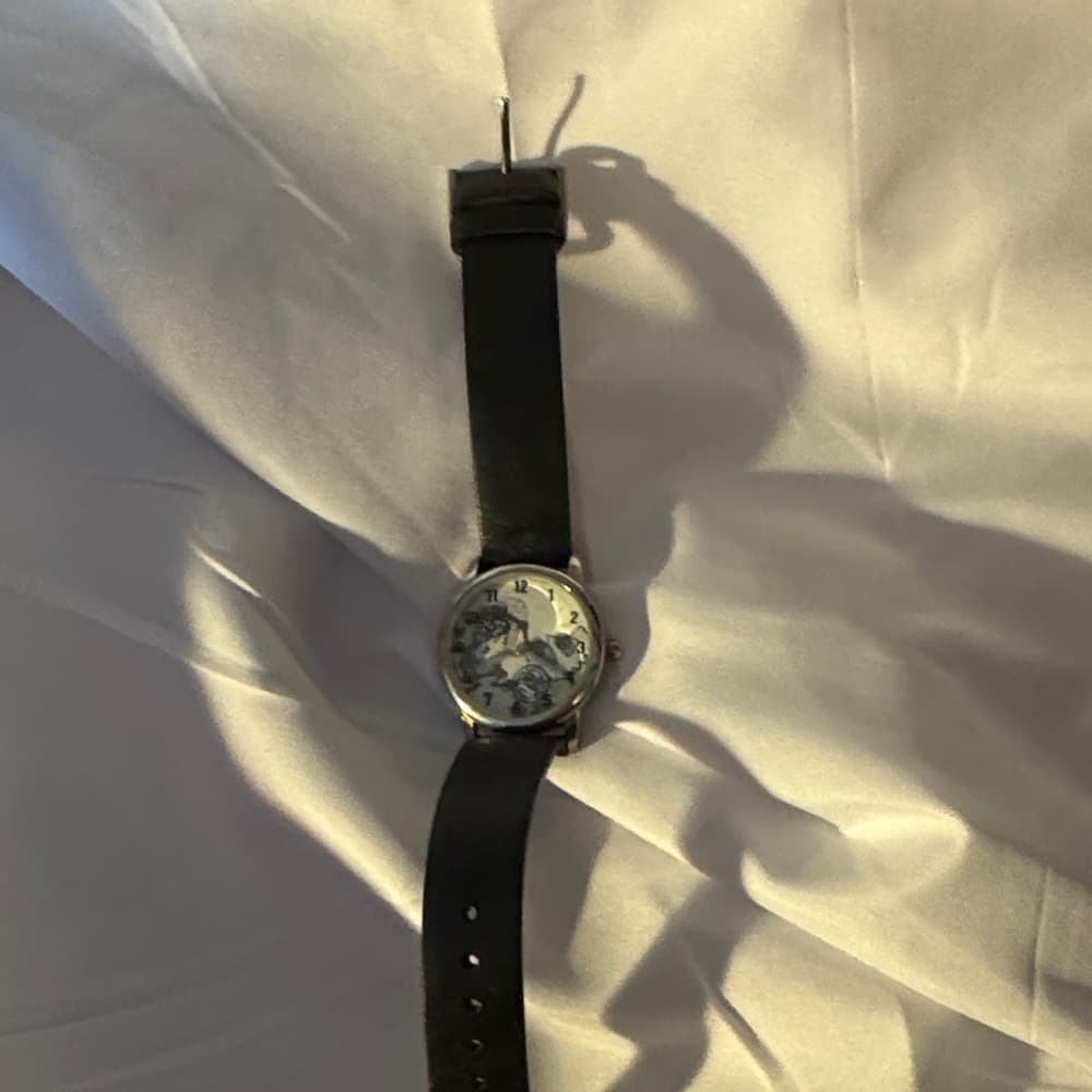 Unique Black Strap Watch with Artistic Dial - Thumbnail 4