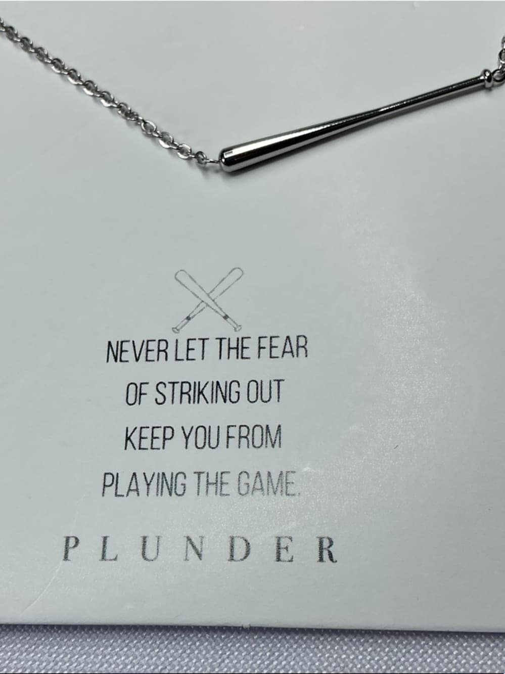 ⭐️Plunder Silver Baseball Bat Pendant Necklace - Polished Silver Tone - Thumbnail 2