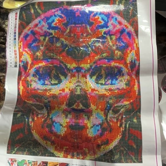 ★ Colorful Sugar Skull Diamond Painting Kit Full Drill DIY Art Craft - Thumbnail 5