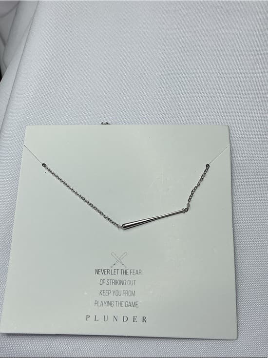 ⭐️Plunder Silver Baseball Bat Pendant Necklace - Polished Silver Tone - Thumbnail 6