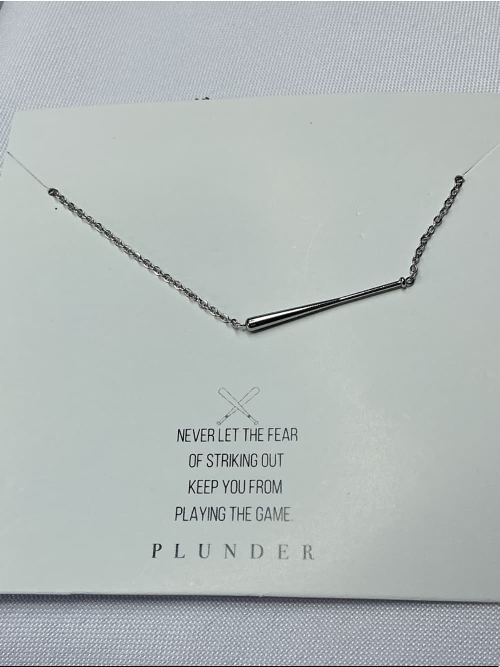 ⭐️Plunder Silver Baseball Bat Pendant Necklace - Polished Silver Tone