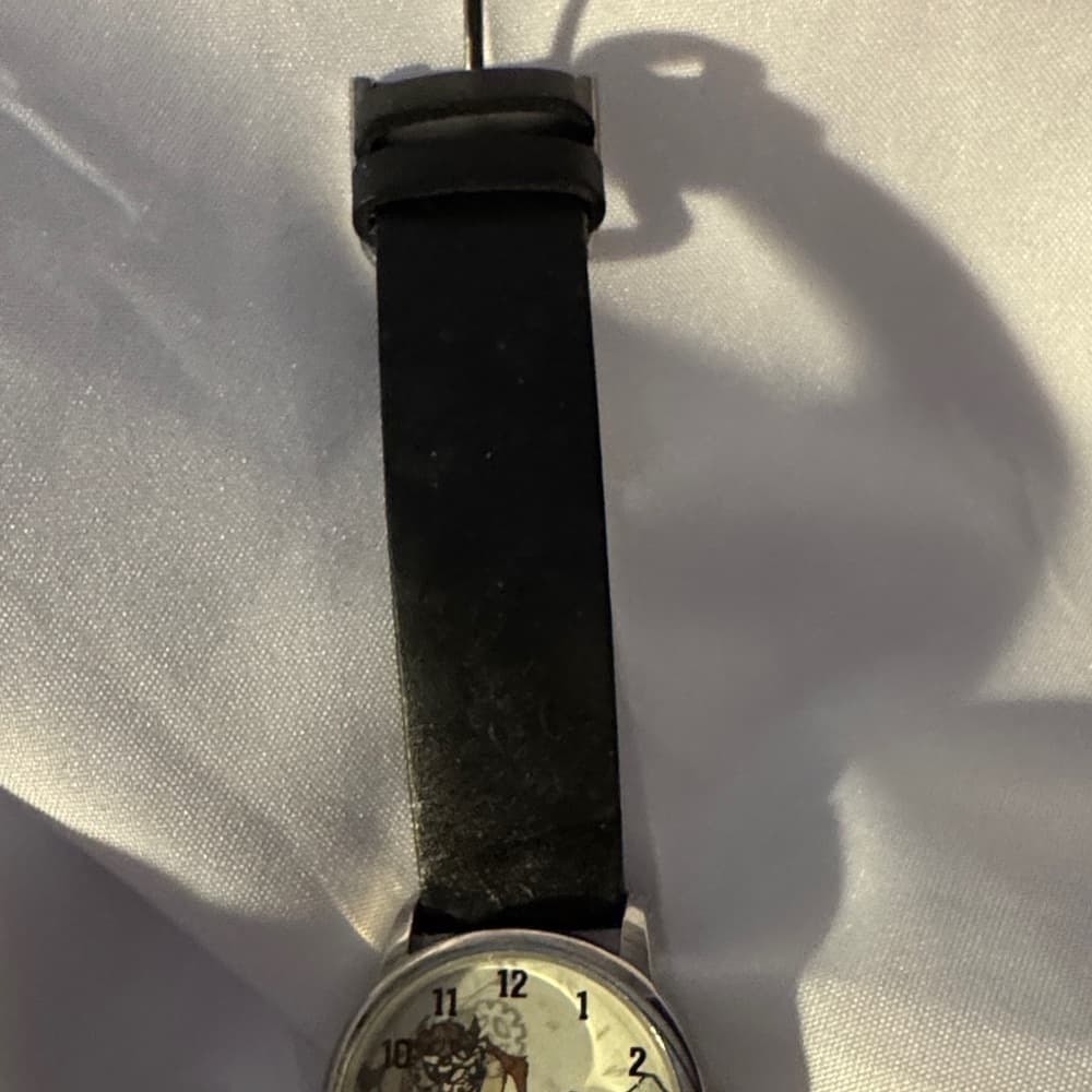 Unique Black Strap Watch with Artistic Dial - Thumbnail 2