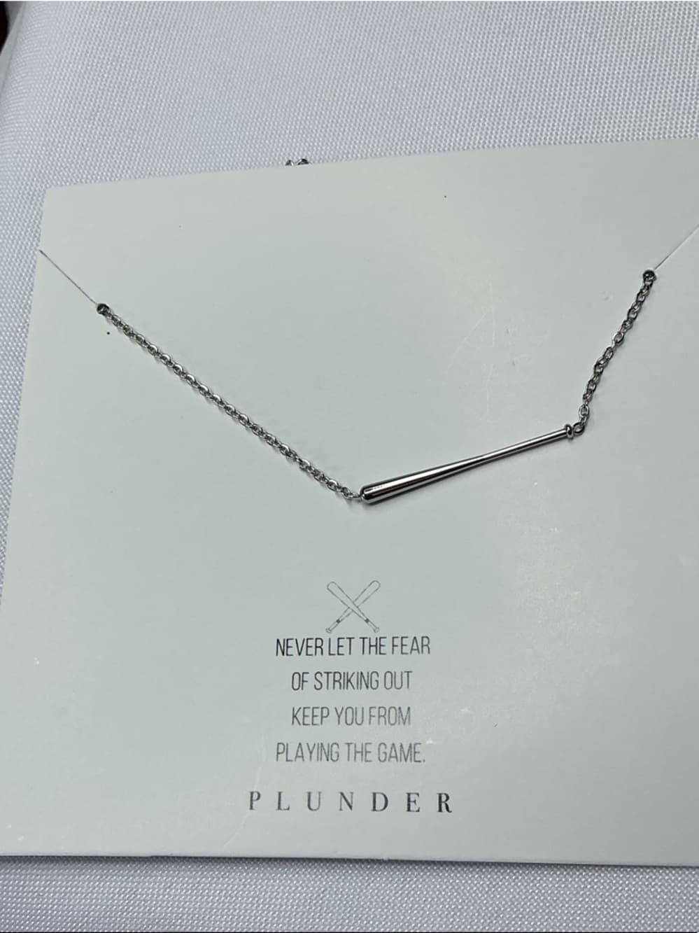 ⭐️Plunder Silver Baseball Bat Pendant Necklace - Polished Silver Tone - Thumbnail 4
