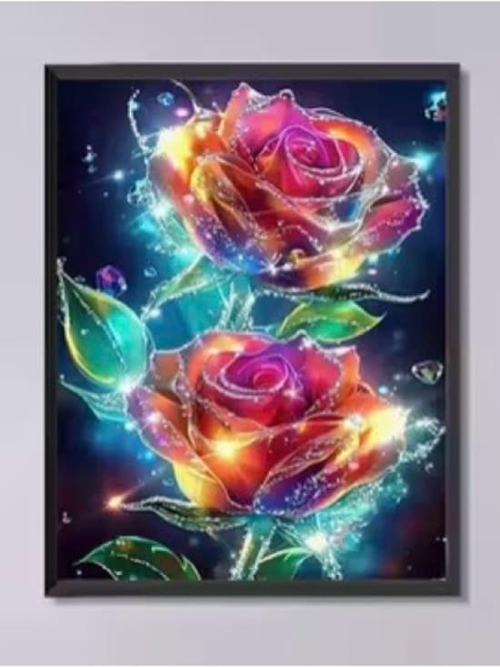★ Diamond Painting Kit Glowing Rose Flowers 30x40 Full Drill DIY Art - Thumbnail 6