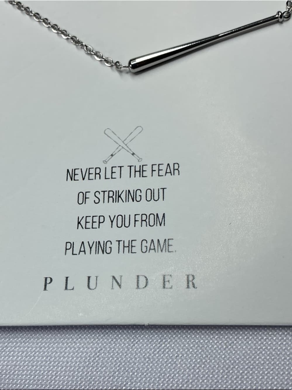 ⭐️Plunder Silver Baseball Bat Pendant Necklace - Polished Silver Tone - Thumbnail 3