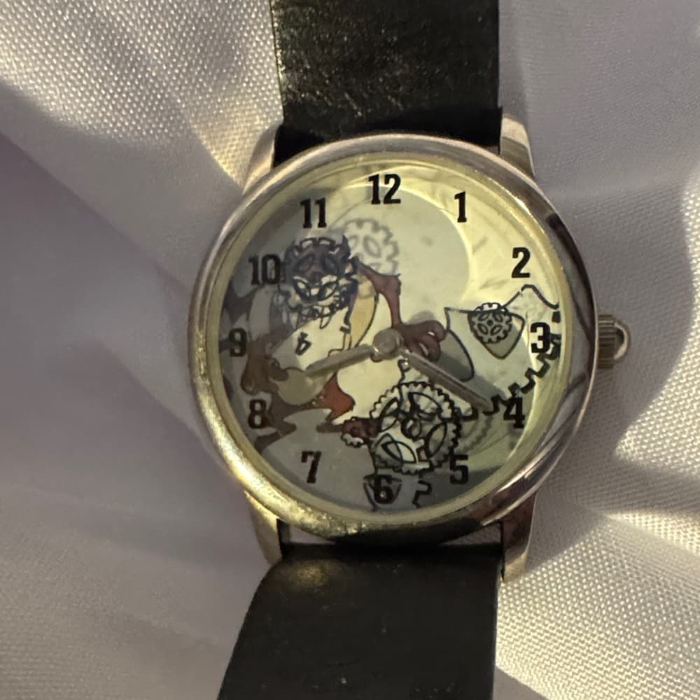 Unique Black Strap Watch with Artistic Dial