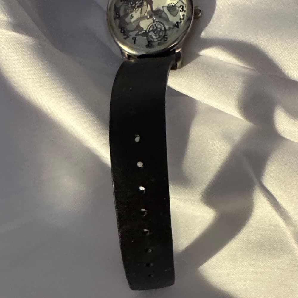 Unique Black Strap Watch with Artistic Dial - Thumbnail 3