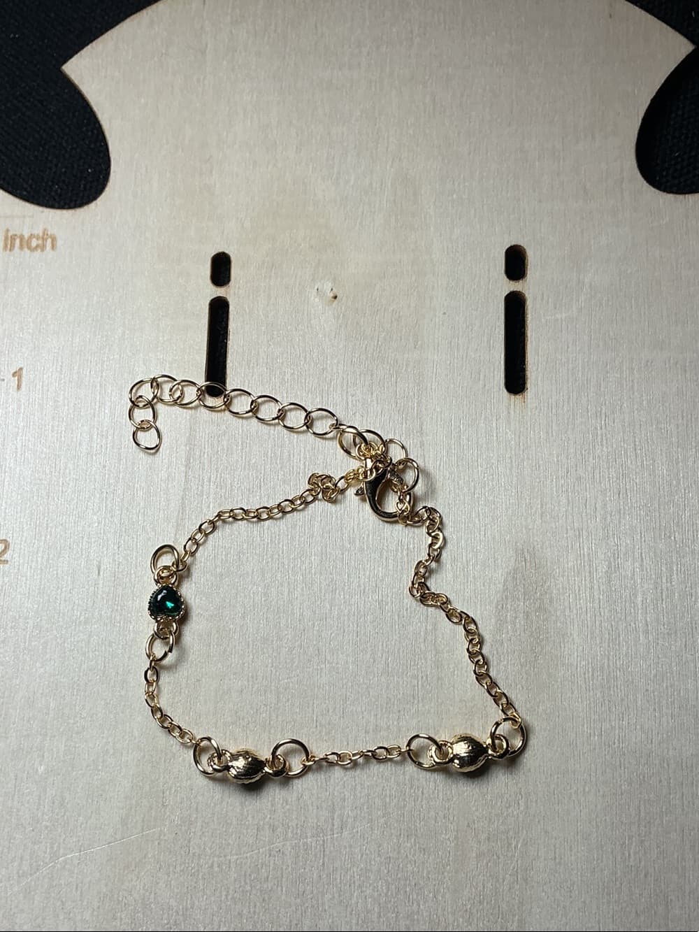 ⭐ Gold Tone Rhinestone Open Heart Bracelet Dainty Adjustable Chain