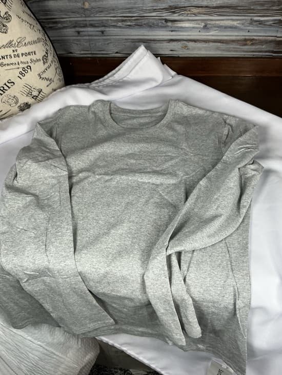 ⭐ NWT Sanarazo Gray Long Sleeve Tee Basic Crew Neck Soft Size L - Thumbnail 6