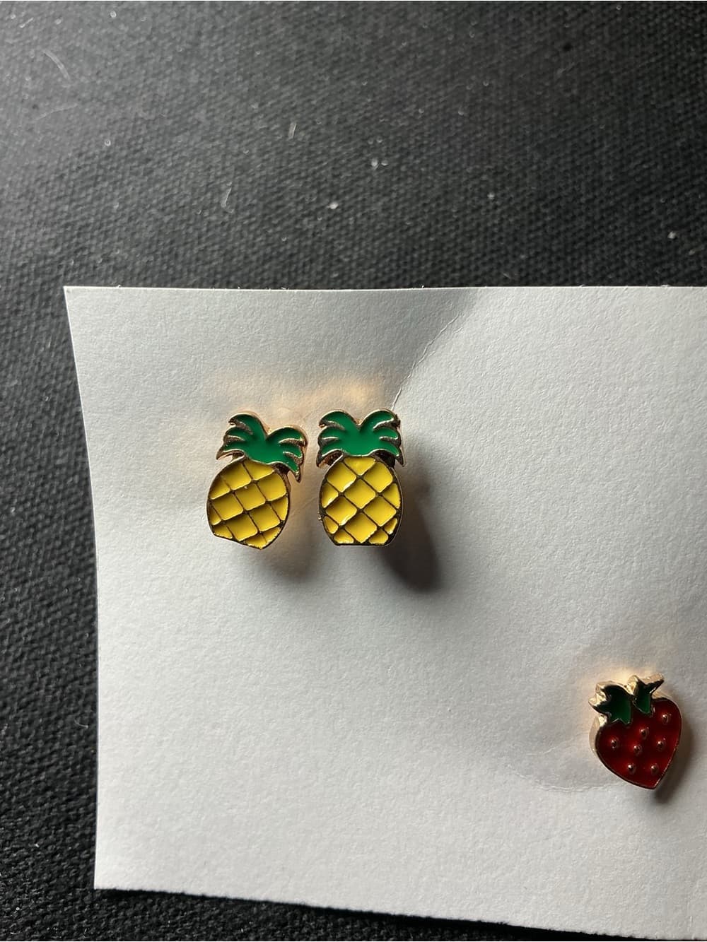 ★ Fruit Stud Earrings Set Pineapple & Strawberry Enamel Earrings - Thumbnail 2