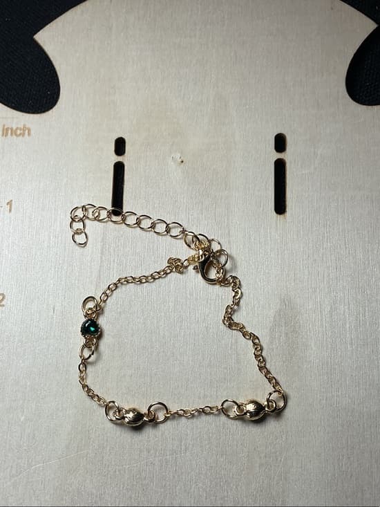 ⭐ Gold Tone Rhinestone Open Heart Bracelet Dainty Adjustable Chain - Thumbnail 2